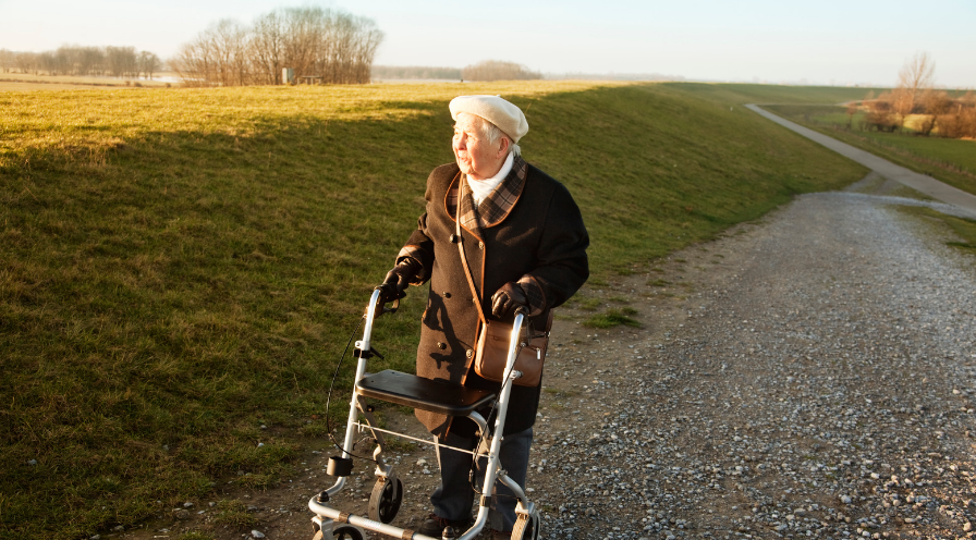 senior using a walker