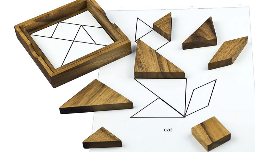 wooden tangram alzheimer's puzzle